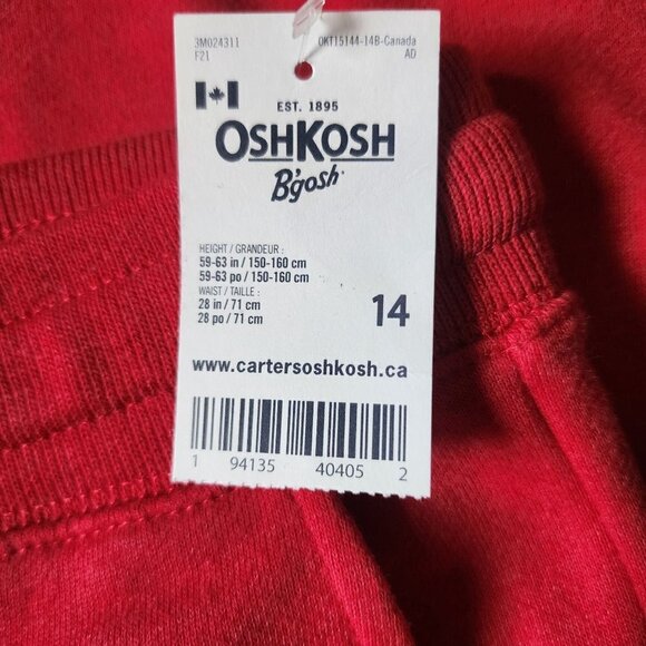 OshKosh B'gosh Classic Pull-On Joggers Red Youth Boys Size 14 - Picture 8 of 10